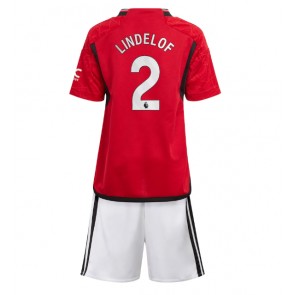 Manchester United Victor Lindelof #2 Replica Home Stadium Kit for Kids 2023-24 Short Sleeve (+ pants)